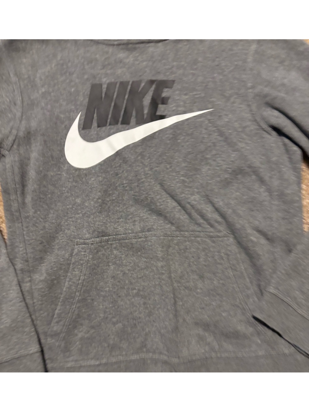 Nike Kids Gray Hooded Sweatshirt with White Swoosh